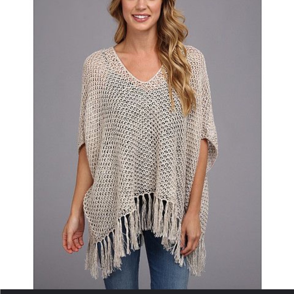 Cotton by Autumn Cashmere Cream Knit Poncho Top